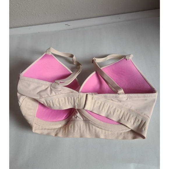 Victoria's Secret PINK Wear Everywhere Tan Wire Free Push Up Bra Size 34D - Picture 2 of 6